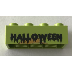 Brick 2 x 4 with Legoland Deutschland Halloween 2004 Pumpkin Pattern 1 of 3 - Lime