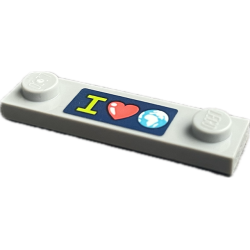 Plate, Modified 1 x 4 with 2 Studs with Groove with Lime Capital Letter I, Coral Heart and Earth on Dark Blue Background Pattern (Sticker) - Set 41712 Plate, Modified 1 x 4 with 2 Studs with Groove with Lime Capital Letter I, Coral Heart and Earth on Dark Blue Background Pattern (Sticker) - Set 41712