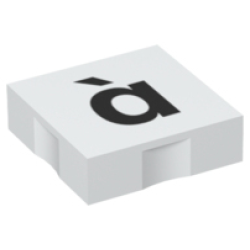 Duplo, Tile 2 x 2 with Black Lowercase Letter a with Grave (à) Pattern