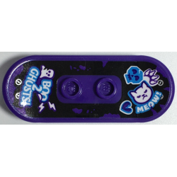 Minifigure, Utensil Skateboard Deck with 'BOO 2 GHOSTS!', Ghost, Lightning Bolts, Skull, Cat Head, Paw Print, Heart, and 'MEOW!' Pattern (Sticker) - Set 70430