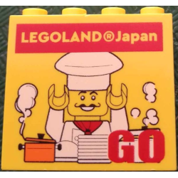Brick 2 x 4 x 3 with LEGOLAND Japan, Chef Minifigure and Red 'GO' Pattern Brick 2 x 4 x 3 with LEGOLAND Japan, Chef Minifigure and Red 'GO' Pattern