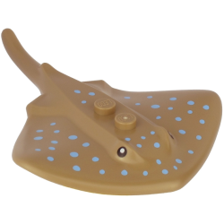 Manta Ray / Stingray with 2 Studs with Black Eyes and Bright Light Blue Dots Pattern