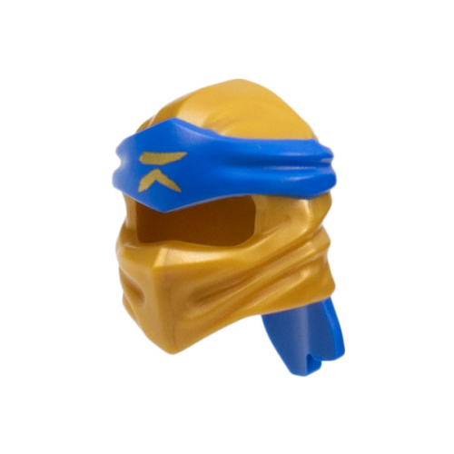 Деталь LEGO 40925pb23 Minifigure, Headgear Ninjago Wrap Type 4 with Molded Blue Headband and Printed Gold Ninjago Logogram Letter R Pattern