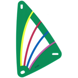 Plastic Part for Set 5847 - Green Sail with Trans-Clear Window and Dark Pink, Blue, Red, and Yellow Stripes Pattern