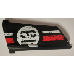 Technic, Panel Fairing #21 Large Long, Small Hole, Side B with '13' in Circle over Red and White Stripe Pattern (Sticker) - Set 8140 Technic, Panel Fairing #21 Large Long, Small Hole, Side B with '13' in Circle over Red and White Stripe Pattern (Sticker) - Set 8140