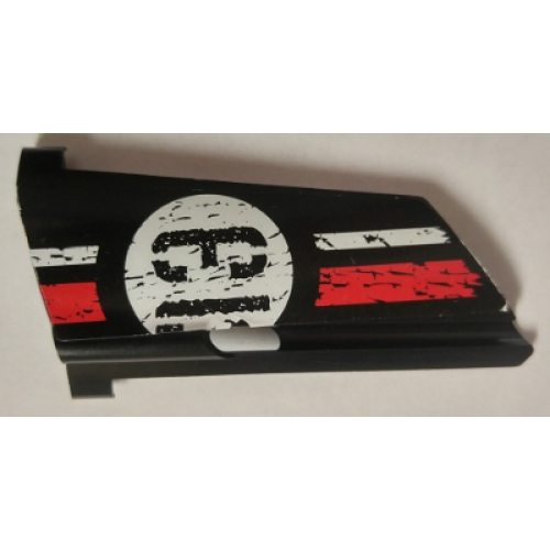 Деталь LEGO 44351pb018 Technic, Panel Fairing #21 Large Long, Small Hole, Side B with '13' in Circle over Red and White Stripe Pattern (Sticker) - Set 8140