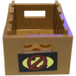 Container, Crate 3 x 4 x 1 2/3 with Handholds with Batman Logo and Red Prohibited Sign on Black Background Pattern (Sticker) - Set 70922