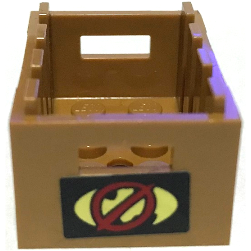 Деталь LEGO 30150pb05 Container, Crate 3 x 4 x 1 2/3 with Handholds with Batman Logo and Red Prohibited Sign on Black Background Pattern (Sticker) - Set 70922