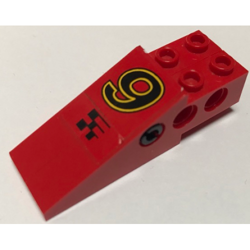 Деталь LEGO BA296pb01 Stickered Assembly 6 x 2 x 1 2/3 with Black and Yellow Number 9 and Checkered Pattern (Stickers) - Set 8440 - 1 Technic, Pin with Friction Ridges with Center Slots, 2 Technic Slope 6 x 1 x 1 2/3