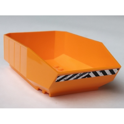 Деталь LEGO 30300pb01 Vehicle, Tipper Bed 12 x 8 x 3 1/3 with Black and White Danger Stripes Pattern (Sticker) - Set 8961