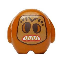 Minifigure, Utensil Pillow Plush Toy with Kakamora with Dark Brown Eyes and Face Paint, Dark Tan Mask, Pointed White Teeth and Red Mouth Pattern