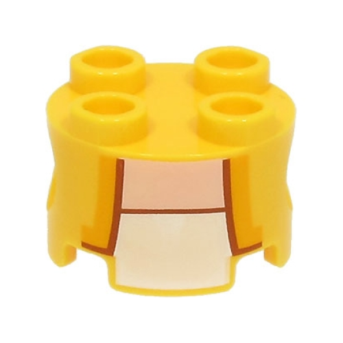 Деталь LEGO 17485pb010 Brick, Round 2 x 2 with Pin Holes with Vest Open with Bright Light Orange and Reddish Brown Trim over White Shirt, Light Nougat Neck Pattern (Super Mario Yellow Toad Torso)