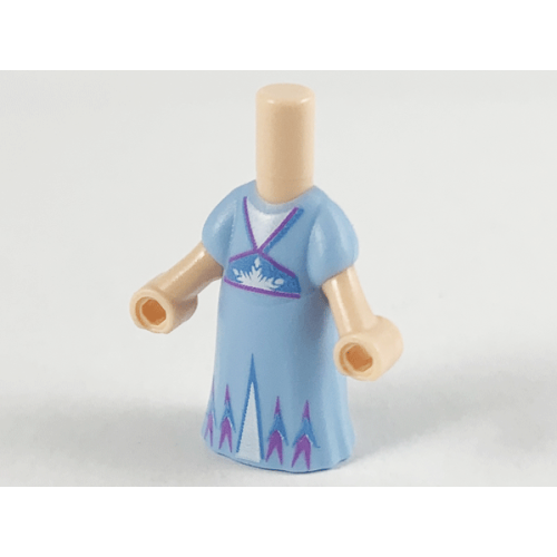 Деталь LEGO 65203pb006 Micro Doll, Body with Molded Bright Light Blue Dress and Printed Medium Blue and Medium Lavender Trim, White Triangular Panels and Half Snowflake Pattern