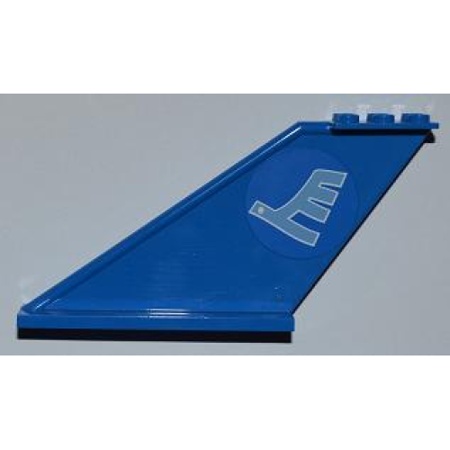 Деталь LEGO 87614pb002 Tail 12 x 2 x 5 with Medium Blue Airline Bird Pattern on Both Sides (Stickers) - Set 3181
