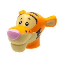 Minifigure, Head, Modified Tiger with Orange Fur, Black Stripes and Eyes, Bright Pink Nose Pattern (Tigger) Minifigure, Head, Modified Tiger with Orange Fur, Black Stripes and Eyes, Bright Pink Nose Pattern (Tigger)