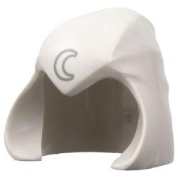 Minifigure, Headgear Wrap / Hood Thick Bandages, Pointed at Forehead with Light Bluish Gray Crescent Moon Pattern