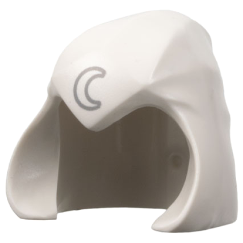 Деталь LEGO 3756pb01 Minifigure, Headgear Wrap / Hood Thick Bandages, Pointed at Forehead with Light Bluish Gray Crescent Moon Pattern