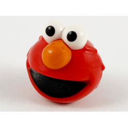 Minifigure, Head, Modified Sesame Street Elmo with White Eyes, Orange Nose and Black Mouth Pattern