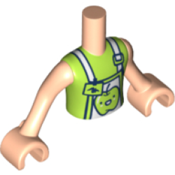 Torso Mini Doll Boy Lime Top with White Apron and Lime Name Tag and Apple Pattern, Light Nougat Arms with Hands