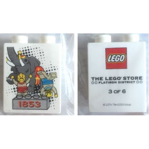 Деталь LEGO 4066pb457 Duplo, Brick 1 x 2 x 2 with The LEGO Store Flatiron District 1853 3 of 6 Pattern