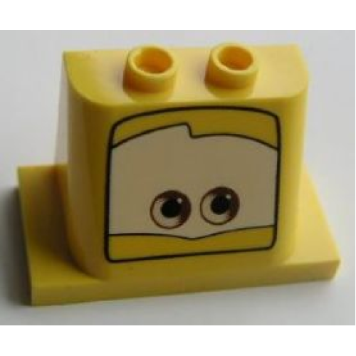 Деталь LEGO 93598pb02 Windscreen 2 x 3 x 2 with 2 x 4 Base with Eyes on White Background Pattern 3