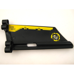 Technic, Panel Fairing #20 Large Long, Small Hole, Side A with Yellow Border and Yellow and Silver Machinery Pattern on Inside (Stickers) - Set 8105 Technic, Panel Fairing #20 Large Long, Small Hole, Side A with Yellow Border and Yellow and Silver Machinery Pattern on Inside (Stickers) - Set 8105