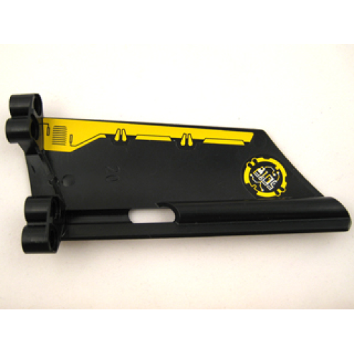 Деталь LEGO 44350pb014 Technic, Panel Fairing #20 Large Long, Small Hole, Side A with Yellow Border and Yellow and Silver Machinery Pattern on Inside (Stickers) - Set 8105