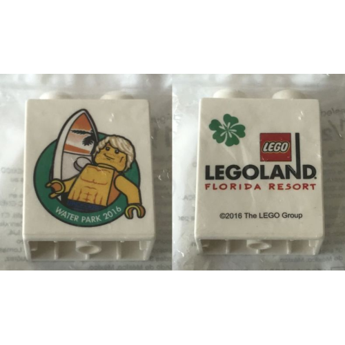 Деталь LEGO 4066pb733 Duplo, Brick 1 x 2 x 2 with Waterpark 2016 Boy LEGOLAND Florida Resort Pattern