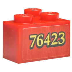 Brick 2 x 2 Corner with Gold '76423' with Black Outline Pattern Model Right Side (Sticker) - Set 76423 Brick 2 x 2 Corner with Gold '76423' with Black Outline Pattern Model Right Side (Sticker) - Set 76423