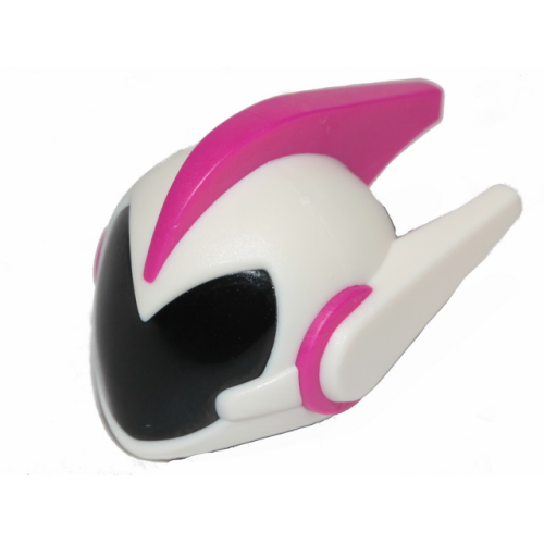 Деталь LEGO 34704pb01 Mini Doll, Headgear Helmet Alien with Two Side Spikes and Top Ridge, White with Black Visor Pattern