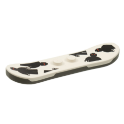 Minifigure, Utensil Snowboard, Dark Gray Bottom with Black Minifigures with Red Eyes Pattern