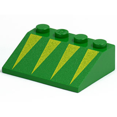Деталь LEGO 3297p02 Slope 33 3 x 4 with Yellow Triangles Pattern - Green