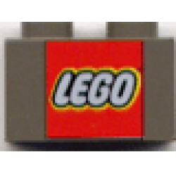 Brick 1 x 2 with LEGO Logo Pattern - Dark Gray