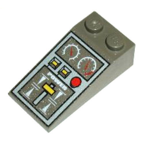 Деталь LEGO 30363pb007 Slope 18 4 x 2 with Train Controls Pattern - Dark Gray
