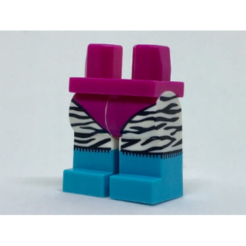 Деталь LEGO 970c01pb43 Hips and White Legs with Magenta Leotard, Back Zebra Stripes and Medium Azure Boots Pattern