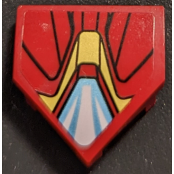 Wedge 2 x 2 x 2/3 Pointed with Iron Man Shield with Gold and Metallic Light Blue Armor Plates Pattern (Sticker) - Set 76192
