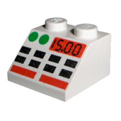 Slope 45 2 x 2 with Black, Green, and Red Buttons and '15.00' Pattern Slope 45 2 x 2 with Black, Green, and Red Buttons and '15.00' Pattern