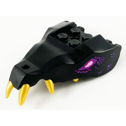 Dragon Head (Ninjago) Jaw with 2 Bar Handles on Back with Molded Gold Teeth, Magenta and Dark Purple Eyes and Scales Pattern Dragon Head (Ninjago) Jaw with 2 Bar Handles on Back with Molded Gold Teeth, Magenta and Dark Purple Eyes and Scales Pattern