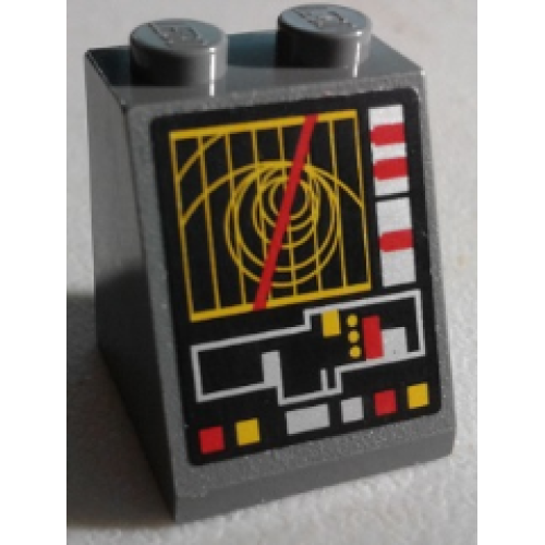 Деталь LEGO 3678bpb100 Slope 65 2 x 2 x 2 with Bottom Tube with SW Cannon Operating Monitor and Control Panel Pattern (Sticker) - Set 7879