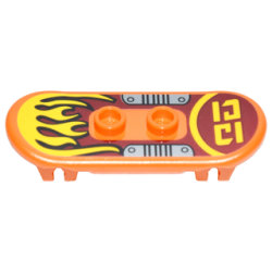 Minifigure, Utensil Skateboard Deck with Yellow Flames and Silver Foot Plates Pattern (Sticker) - Set 70592