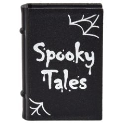 Minifigure, Utensil Book 2 x 3 with Silver Spider Webs and 'Spooky Tales' Pattern
