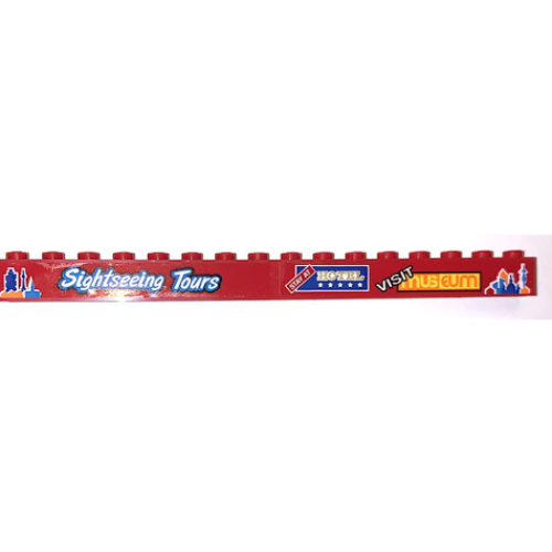 Деталь LEGO 2465pb27L Brick 1 x 16 with 'STAY AT HOTEL', 'VISIT MUSEUM' and 'Sightseeing Tours' Pattern Model Left Side (Stickers) - Set 60200