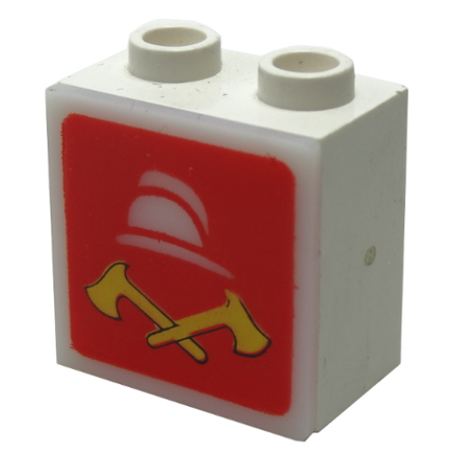 Деталь LEGO 2383c08 Electric, Light 1 1/8 x 2 x 1 2/3 Cabinet with Lamp Holes (Sign Back) with Milky White Electric, Light 2 x 2 Clip-On Plate with Fire Logo Pattern (2383 / 2384pb08)