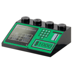 Slope 33 3 x 4 with Green ATM Bank Machine with Card Slot, Keypad, '$1000', and Screen with 'Choose amount' Pattern Slope 33 3 x 4 with Green ATM Bank Machine with Card Slot, Keypad, '$1000', and Screen with 'Choose amount' Pattern