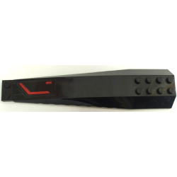 Wedge 16 x 4 Triple Curved with Reinforcements with Red Stripes and Bent Dark Bluish Gray Lines Pattern Model Left Side (Sticker) - Set 76087 Wedge 16 x 4 Triple Curved with Reinforcements with Red Stripes and Bent Dark Bluish Gray Lines Pattern Model Left Side (Sticker) - Set 76087