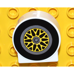 Duplo, Brick 1 x 2 x 2 Round Top with Wheel and Tire Pattern Duplo, Brick 1 x 2 x 2 Round Top with Wheel and Tire Pattern