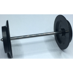 Train Wheel Pair on Chrome Silver Metal Axle with Slots (2879 / bb0837)