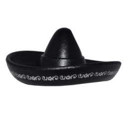 Minifigure, Headgear Hat, Mexican Sombrero with Silver Ornate Trim Narrow Pattern