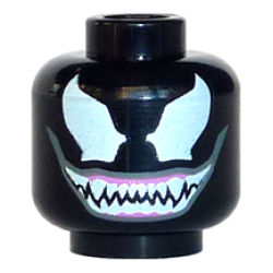 Minifigure, Head Alien Large White Eyes and Wide Open Mouth Smile with Sharp Teeth Together Pattern