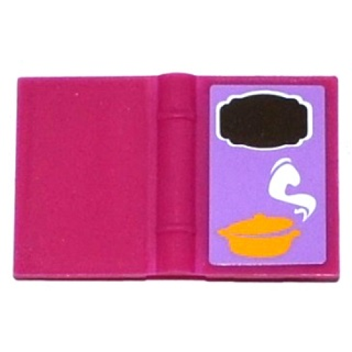 Деталь LEGO 33009pb047 Minifigure, Utensil Book 2 x 3 with Cooking Pot and Steam Pattern (Sticker) - Set 41054